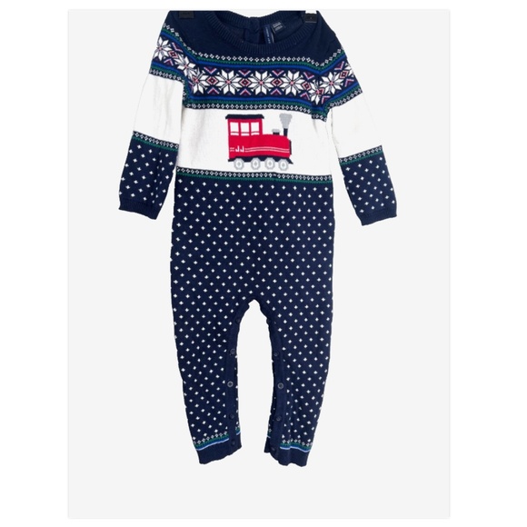 Janie and Jack Train Fair Isle Train Sweater Romper 24M Knit Holiday Christmas - Picture 11 of 11